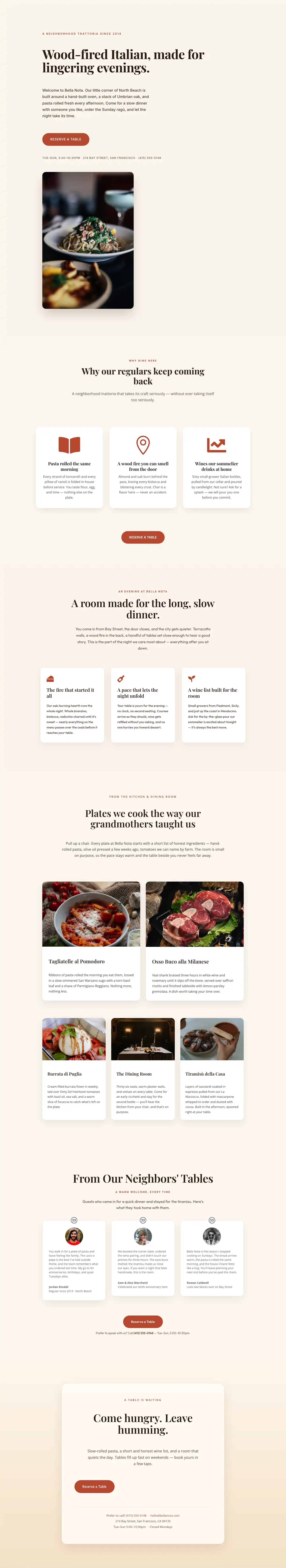 Bella Nota — Warm Italian Restaurant Theme (6 Pages)