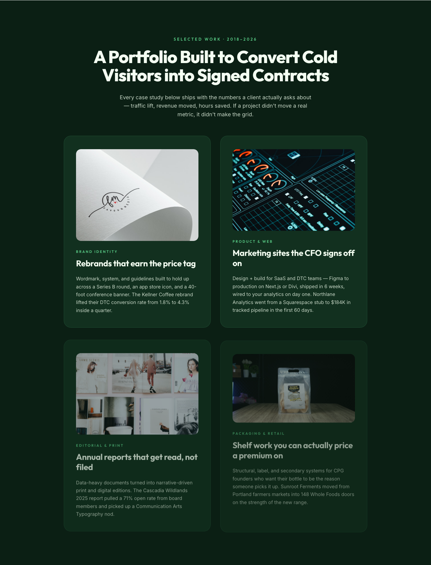 Bold Portfolio Features Grid — Divi 5 Case Study Layout — desktop preview