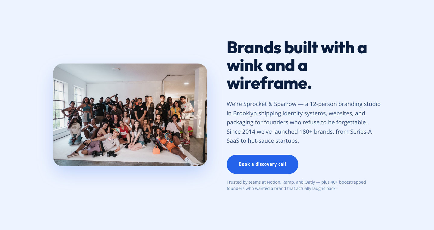 Playful Agency Hero Layout for Divi 5 — Brooklyn Branding Studio Style — desktop preview