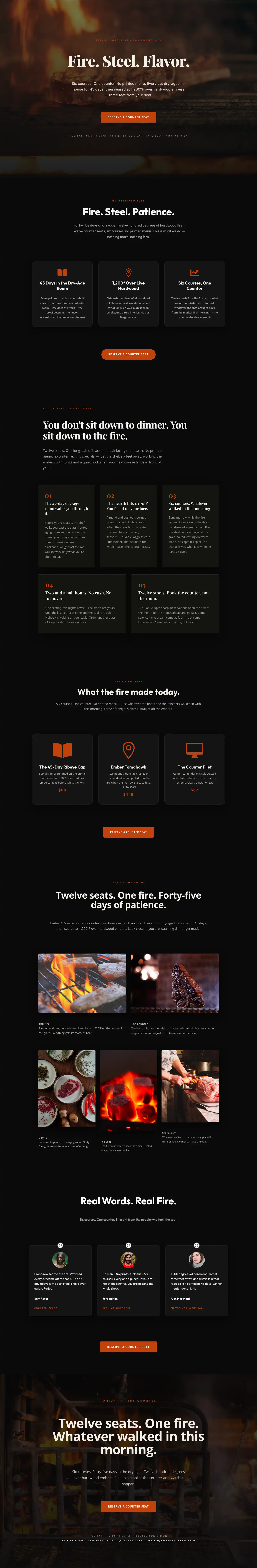 Ember & Steel — Bold Steakhouse Landing Page for Divi 5 — Steakhouse Full Landing layout built with Divi 5