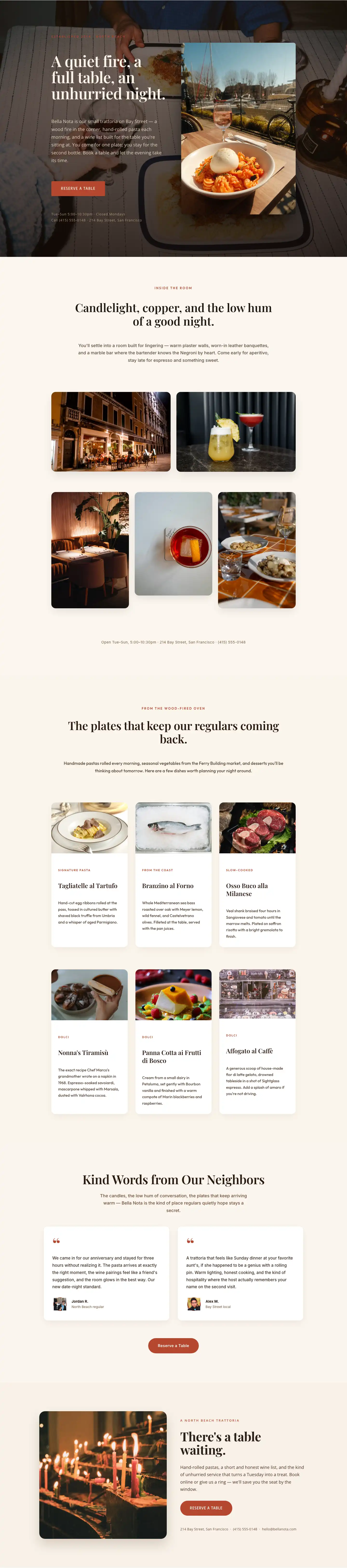 Bella Nota — Elegant Restaurant Gallery Page for Divi 5 — Restaurant Full Landing layout built with Divi 5