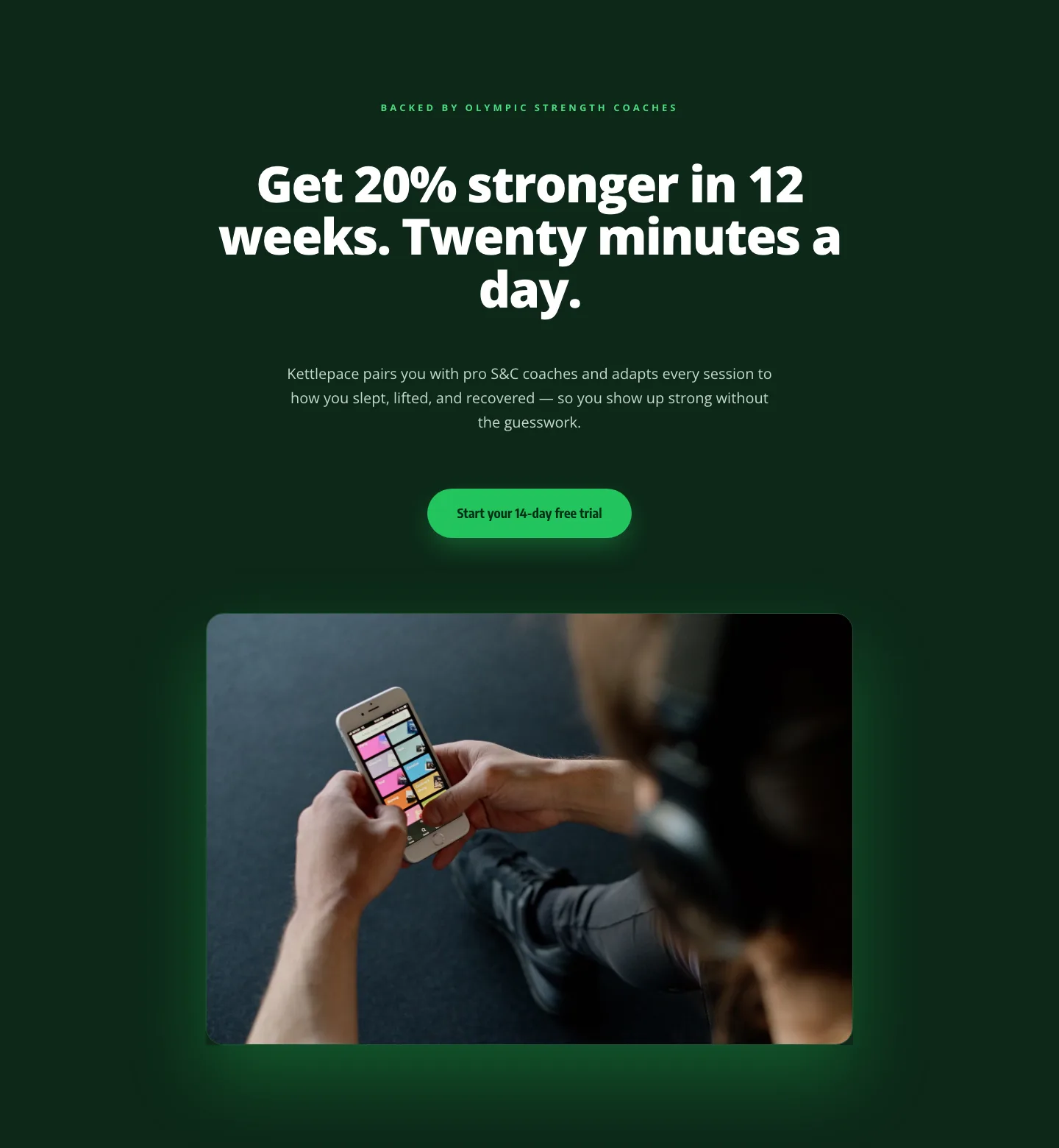 Kettlepace Hero — Bold Fitness App Landing Section for Divi 5 — Fitness Hero layout built with Divi 5