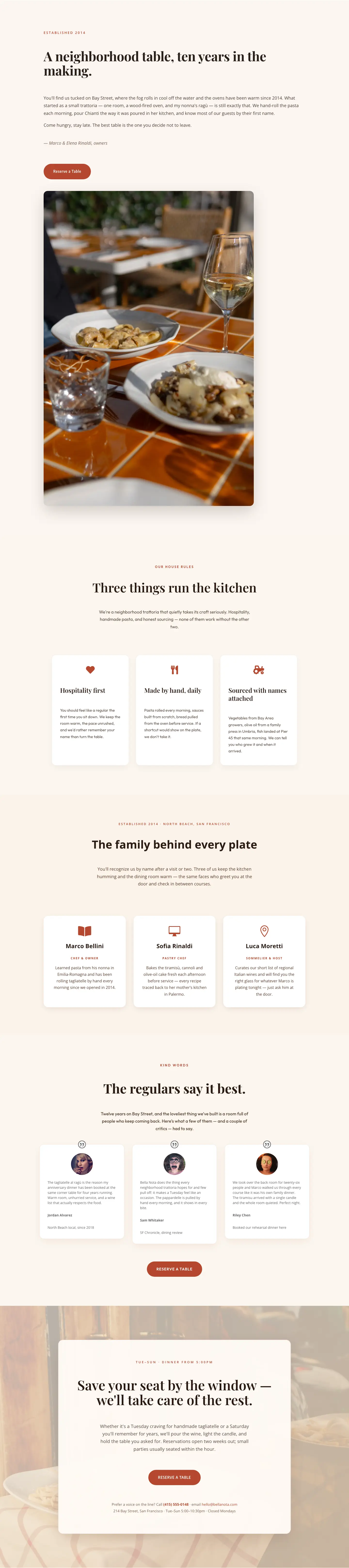 Bella Nota — Elegant Restaurant About Page for Divi 5 — Restaurant Full Landing layout built with Divi 5