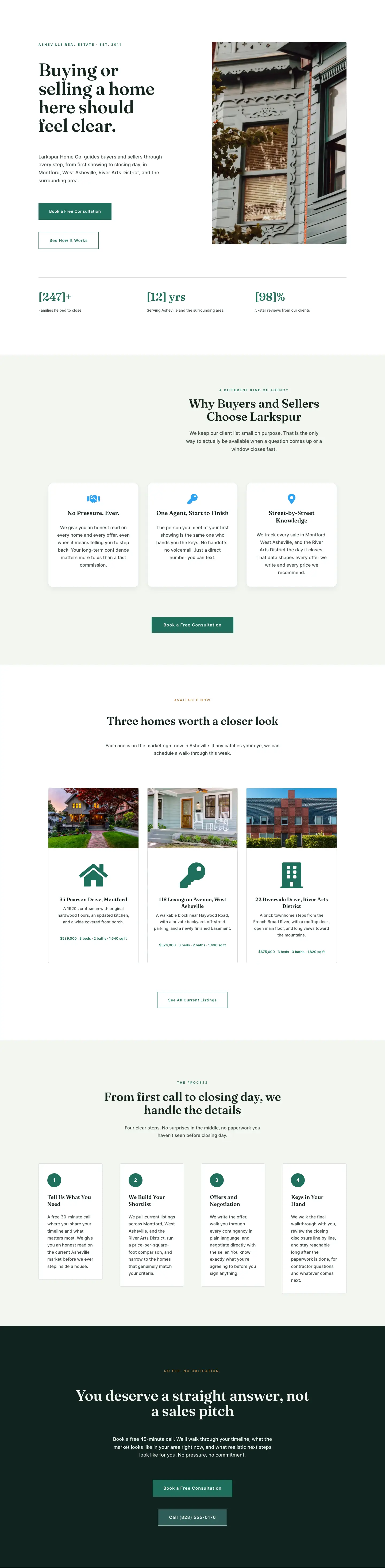 Larkspur Home Co. — Minimal Real_estate Home Page for Divi 5, Real Estate Full Landing layout built with Divi 5