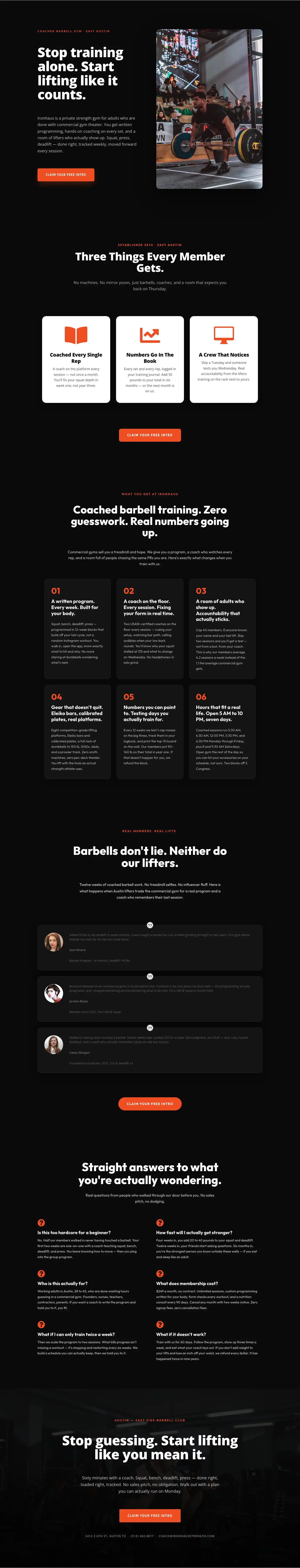 Ironhaus Strength Club — Bold Fitness Landing Page | Divi 5 Layout
