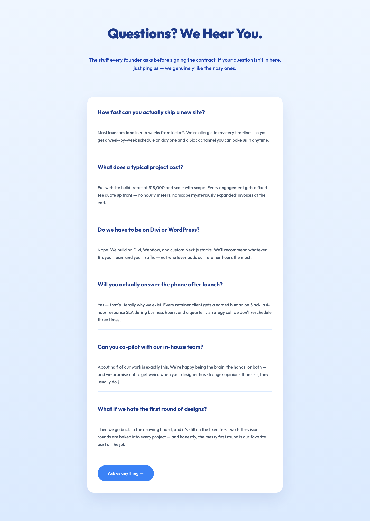 Playful Agency FAQ Section — Free Divi 5 Layout — desktop preview