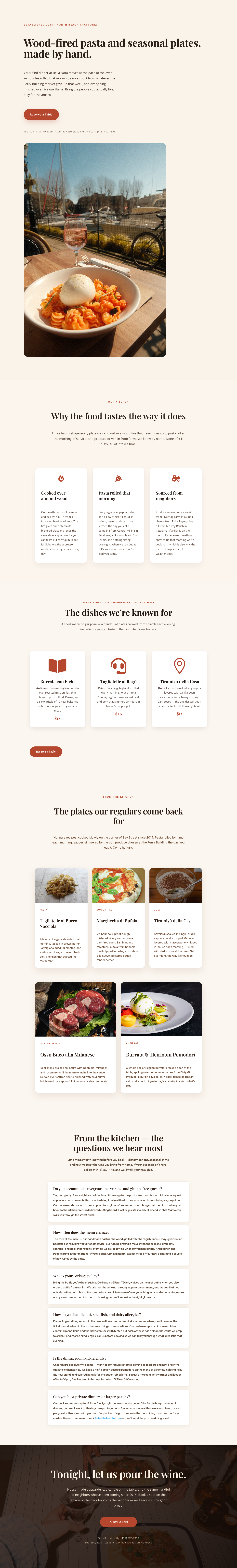 Bella Nota — Elegant Restaurant Menu Page for Divi 5 — desktop preview