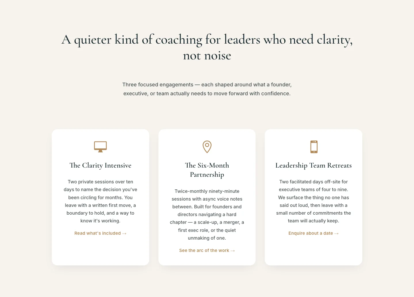 Elegant Coaching Services Cards — Divi 5 Layout — Coaching Cards layout built with Divi 5
