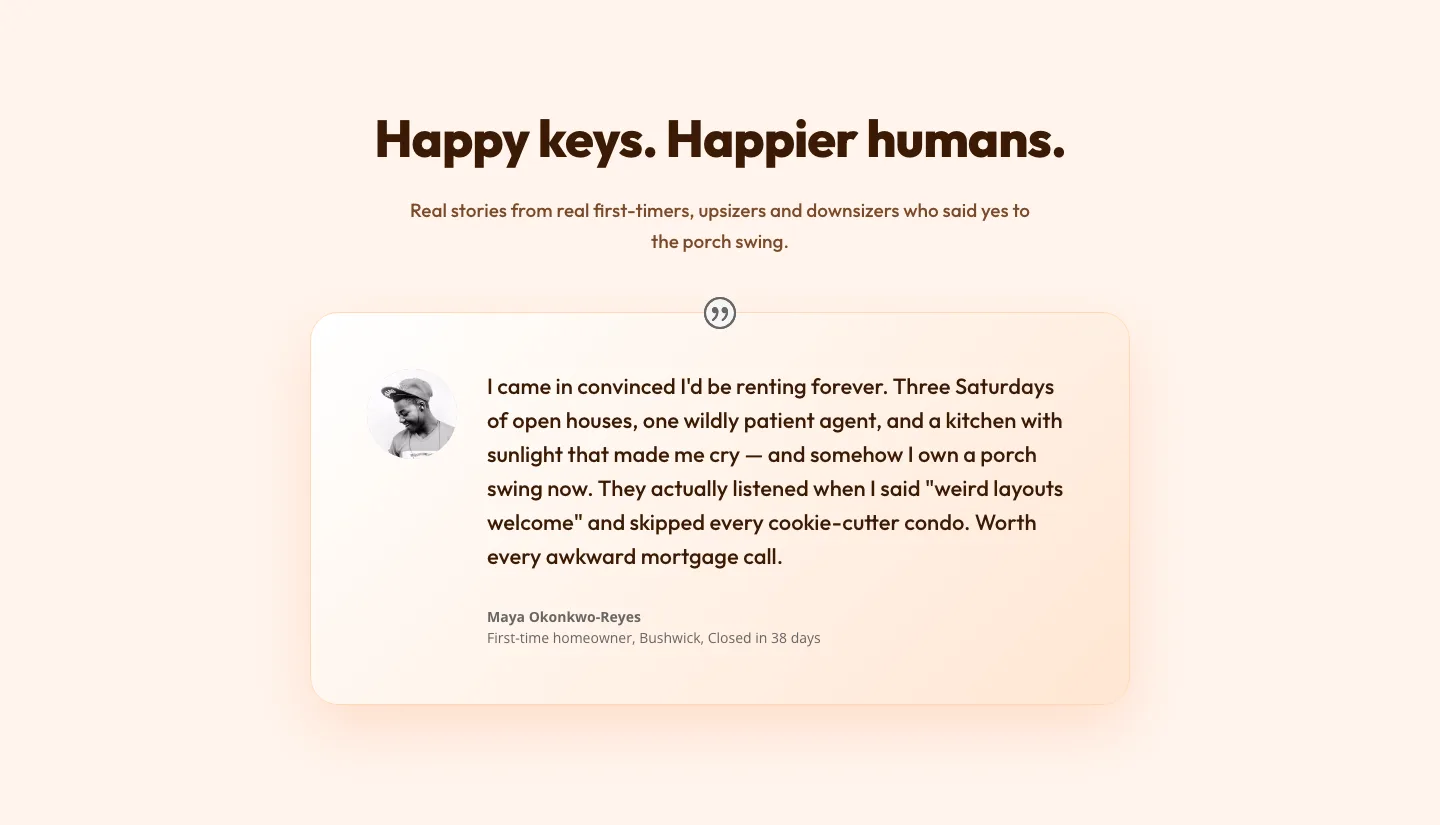 Playful Real Estate Testimonial Section for Divi 5 — Real Estate Testimonials layout built with Divi 5