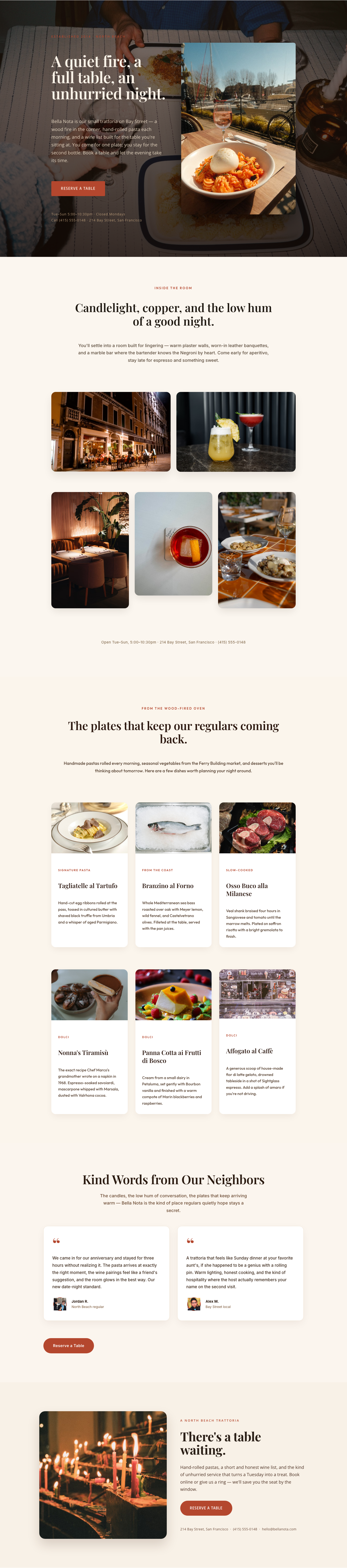 Bella Nota — Elegant Restaurant Gallery Page for Divi 5 — desktop preview