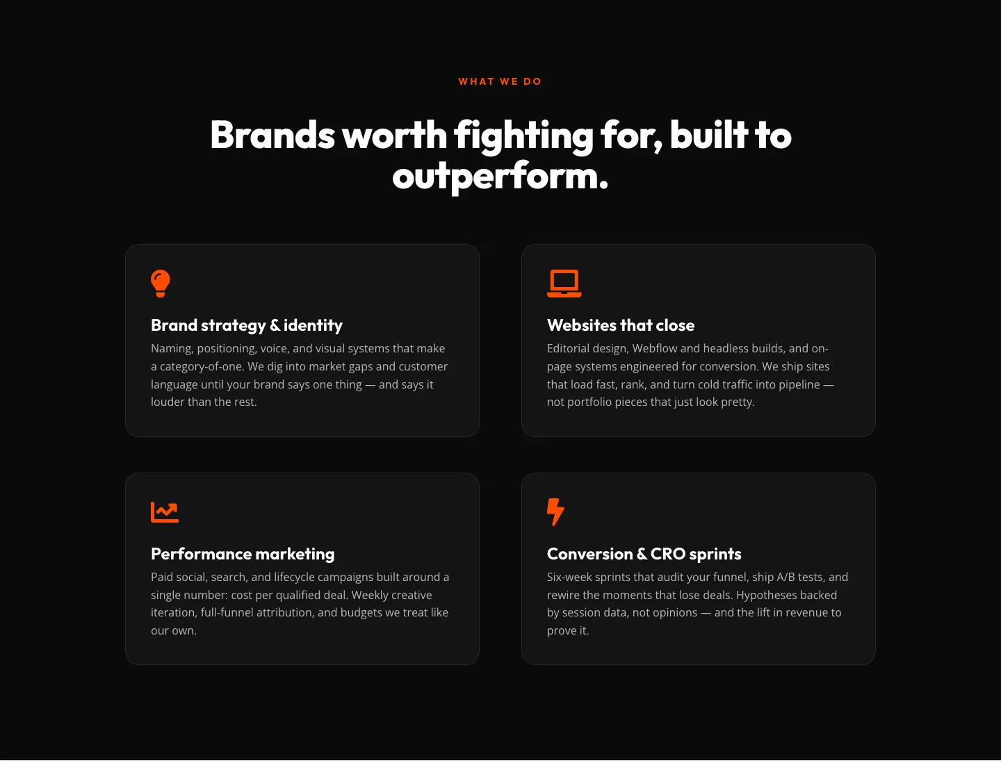 Bold Agency Features Section — Divi 5 Services Grid Layout — Agency Features layout built with Divi 5