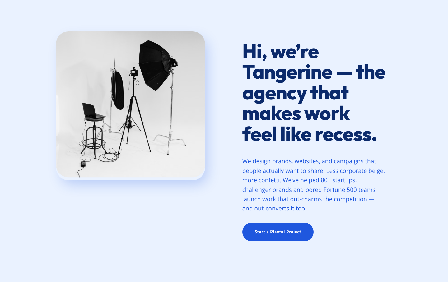 Playful Agency Hero Section for Divi 5 — Image Left Layout — desktop preview