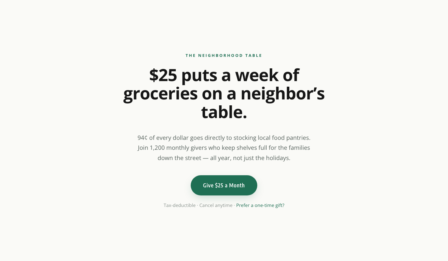 Minimal Nonprofit Donation CTA — Divi 5 Layout — desktop preview