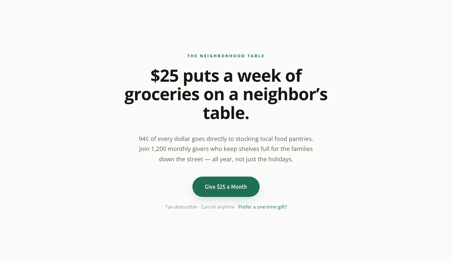 Minimal Nonprofit Donation CTA — Divi 5 Layout — Nonprofit CTA layout built with Divi 5