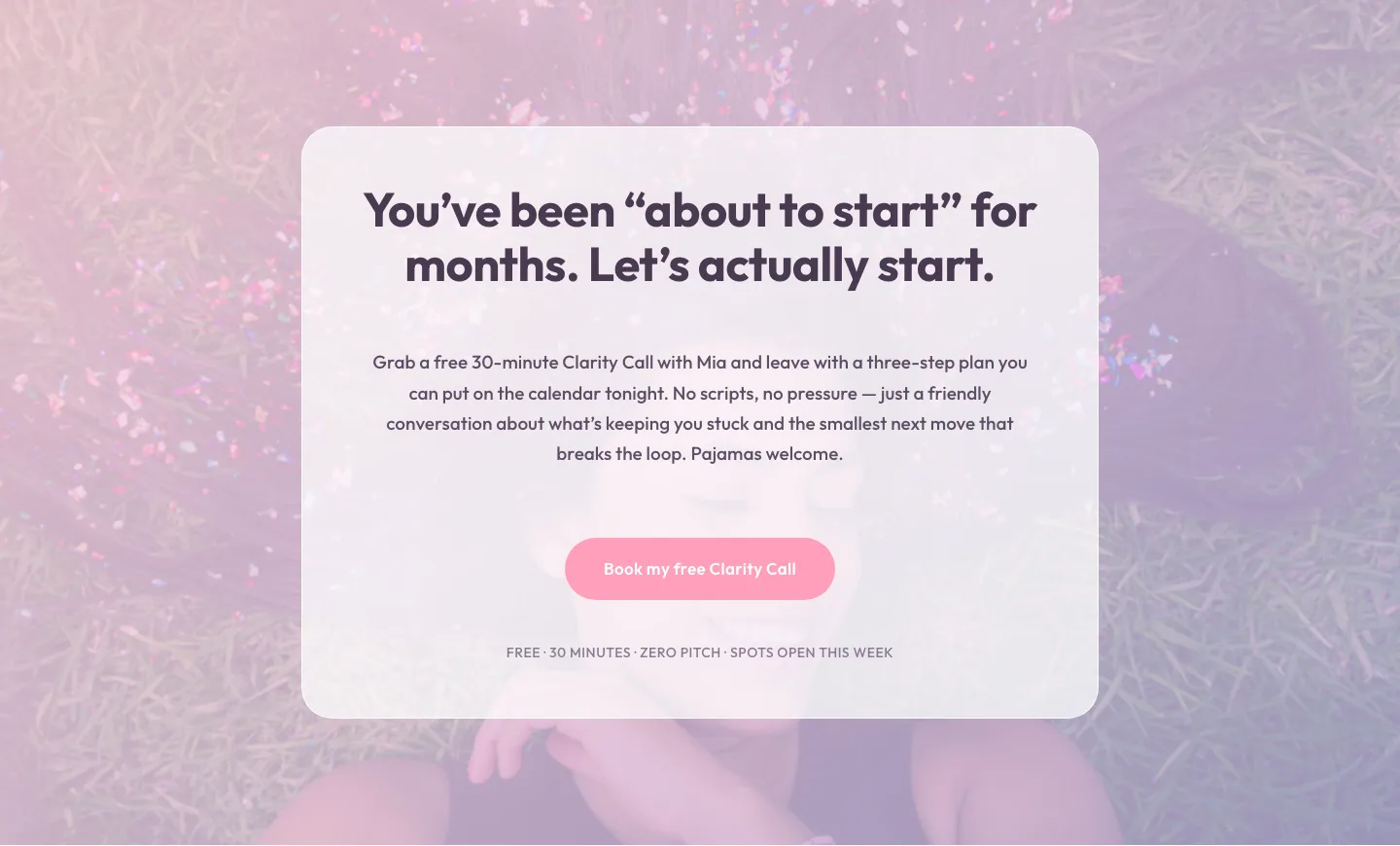 Playful Pastel Coaching CTA — Free Clarity Call Banner — Coaching CTA layout built with Divi 5