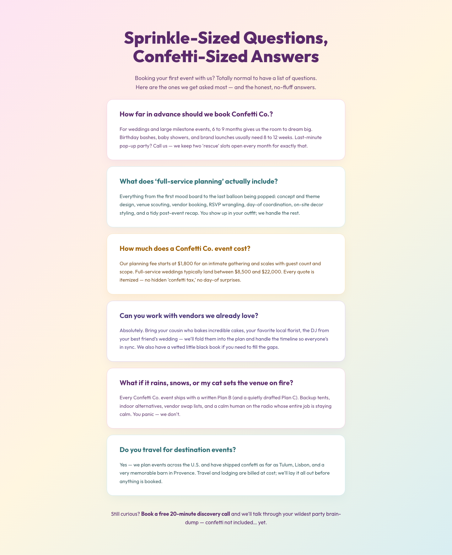 Playful Events FAQ Divi 5 Layout — Free Download — desktop preview