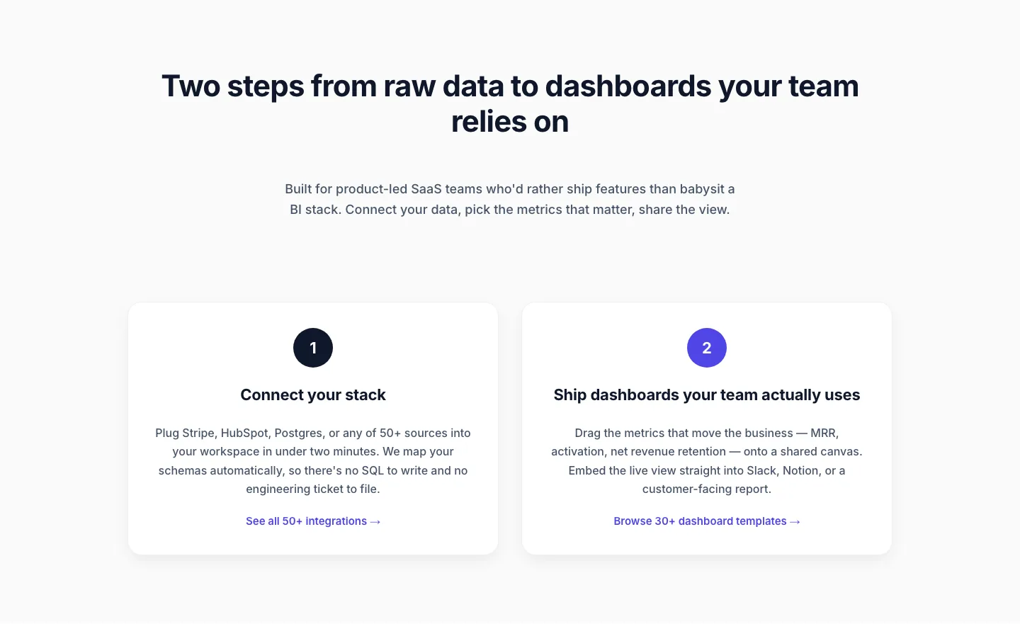 Minimal SaaS Two-Step Onboarding Cards for Divi 5 — SaaS Cards layout built with Divi 5