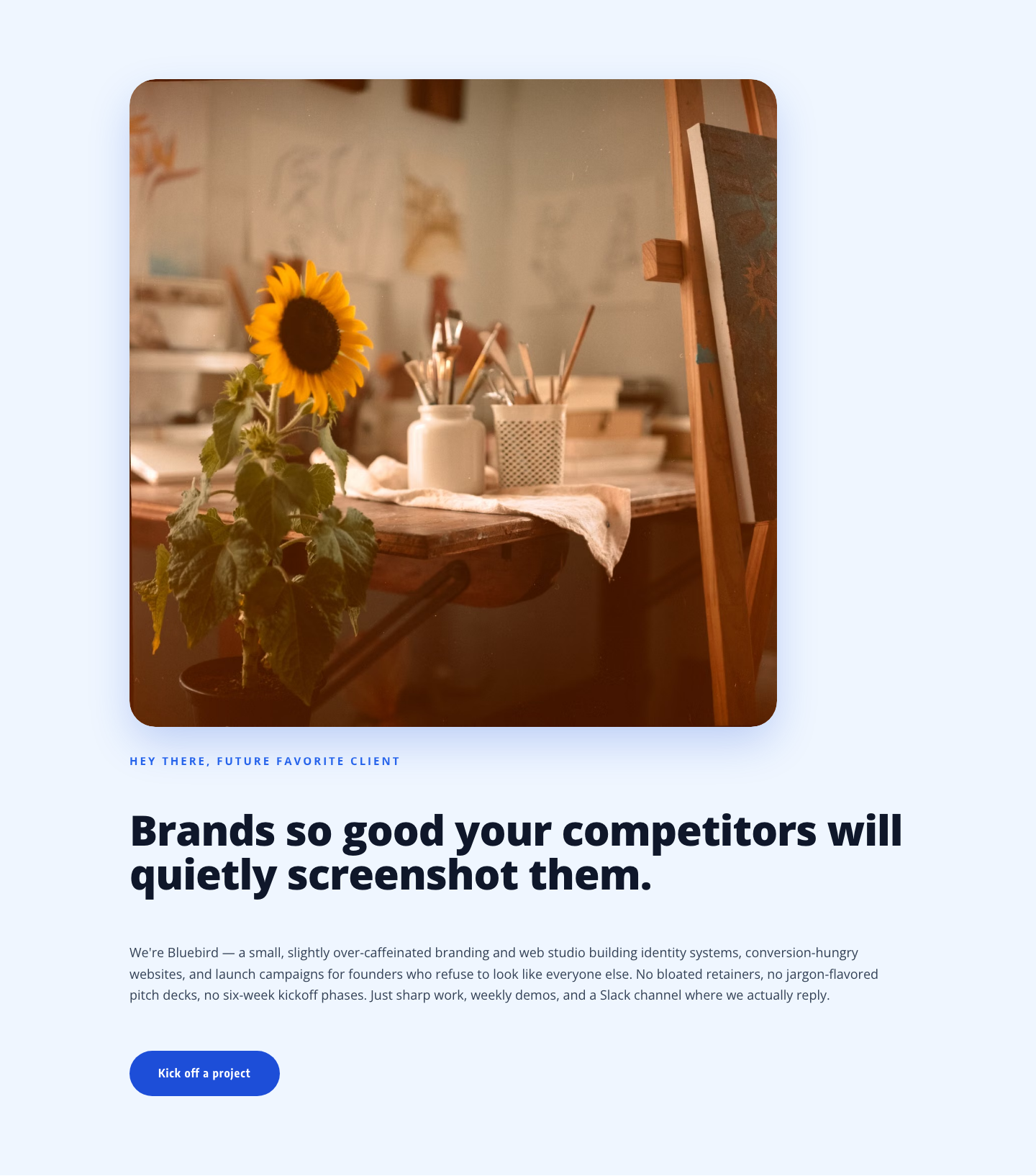 Playful Agency Hero — Friendly Branding Studio Divi 5 Layout — desktop preview