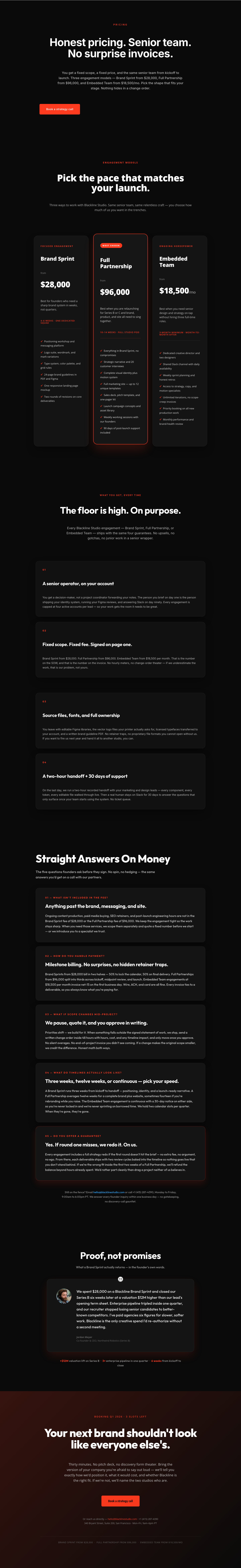 Bold Agency Pricing Page — Blackline Studio Divi 5 Layout — desktop preview