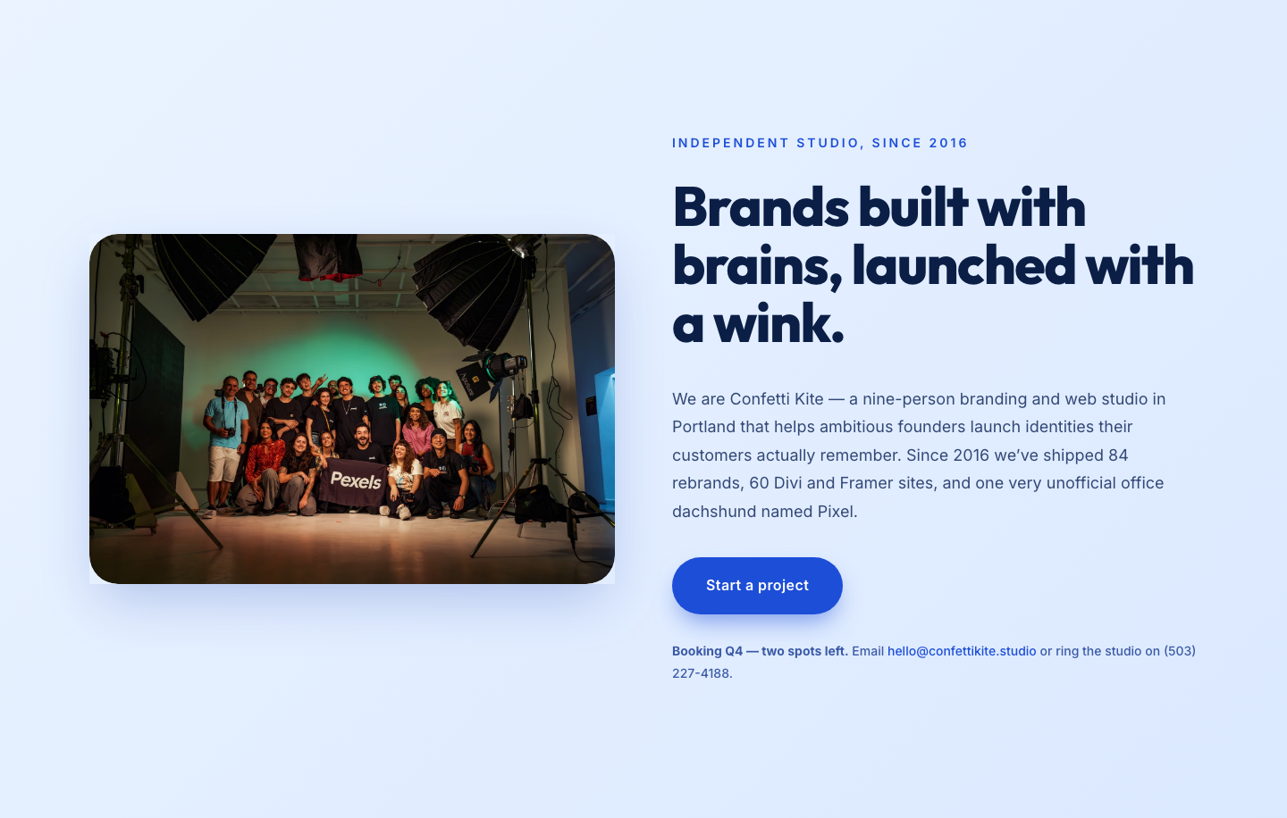 Playful Agency Hero Section for Divi 5 — Ideas With A Wink — desktop preview