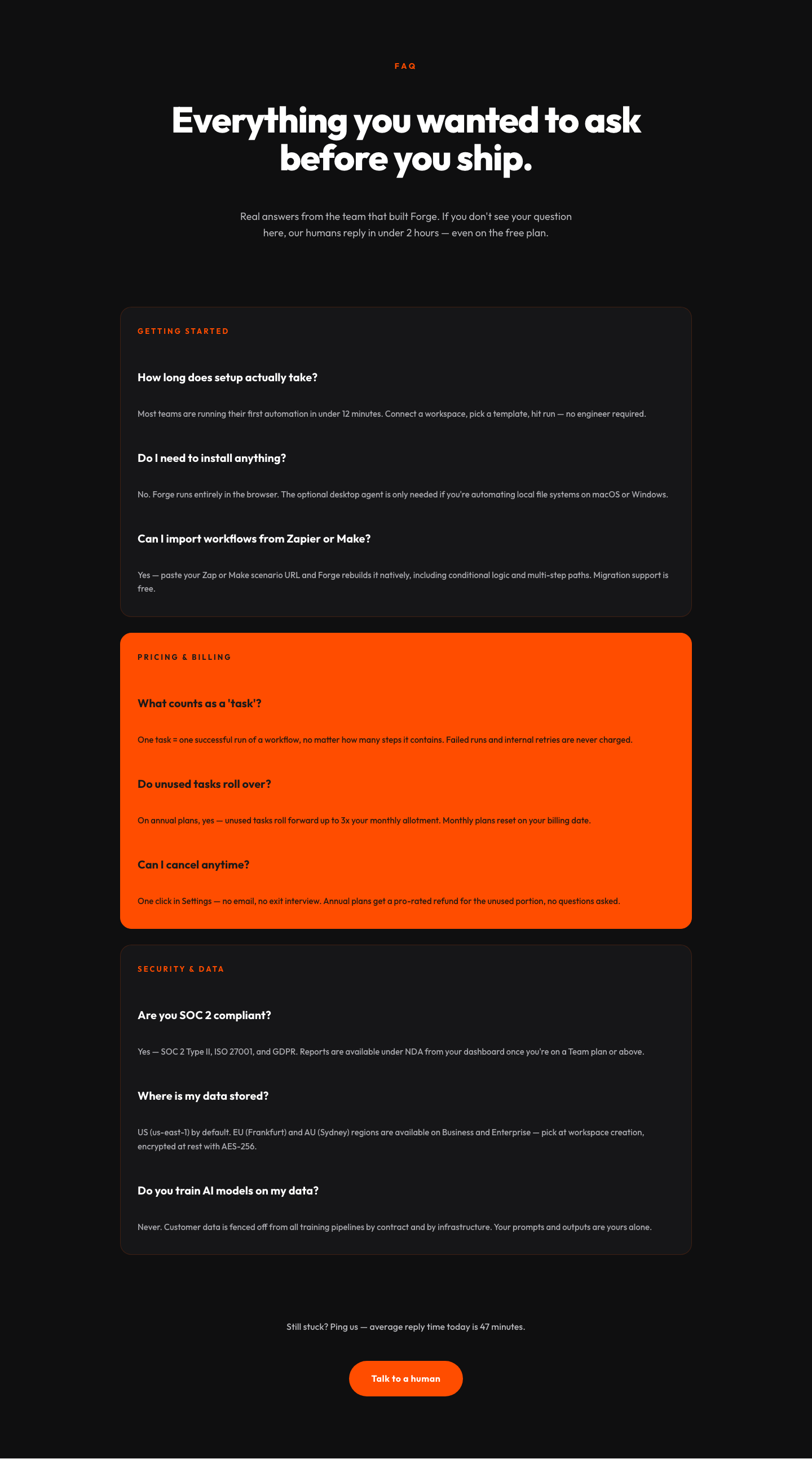 Bold SaaS FAQ Section for Divi 5 — Categorized Free Template — desktop preview
