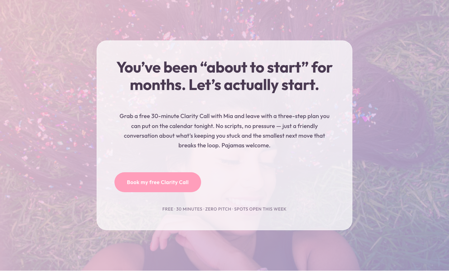 Playful Pastel Coaching CTA — Free Clarity Call Banner — desktop preview