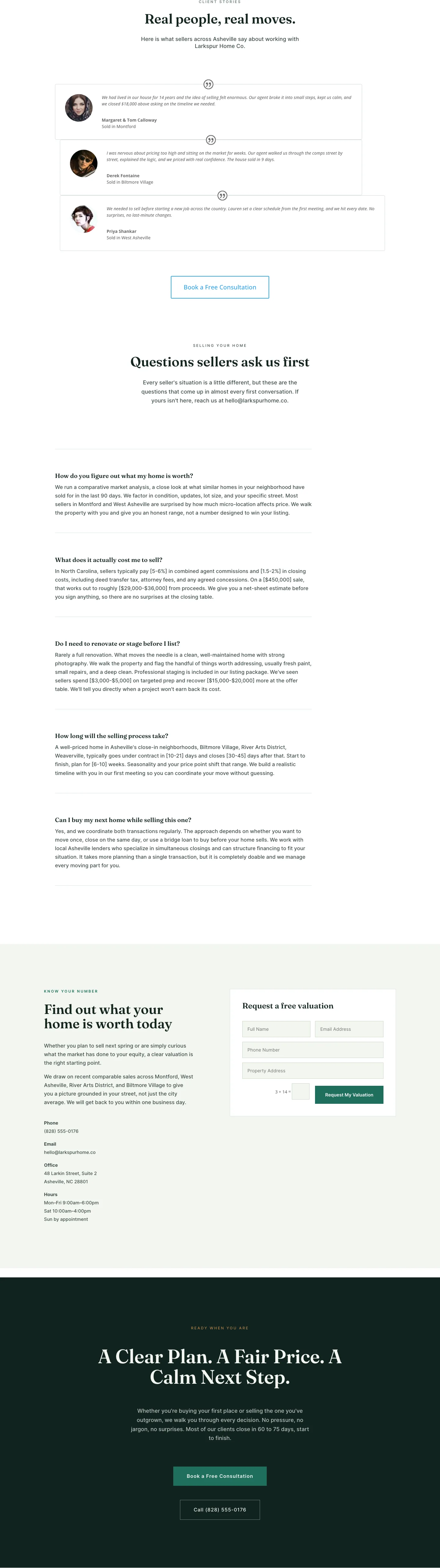 Larkspur Home Co. — Minimal Real_estate Sell Your Home Page for Divi 5, Real Estate Full Landing layout built with Divi 5
