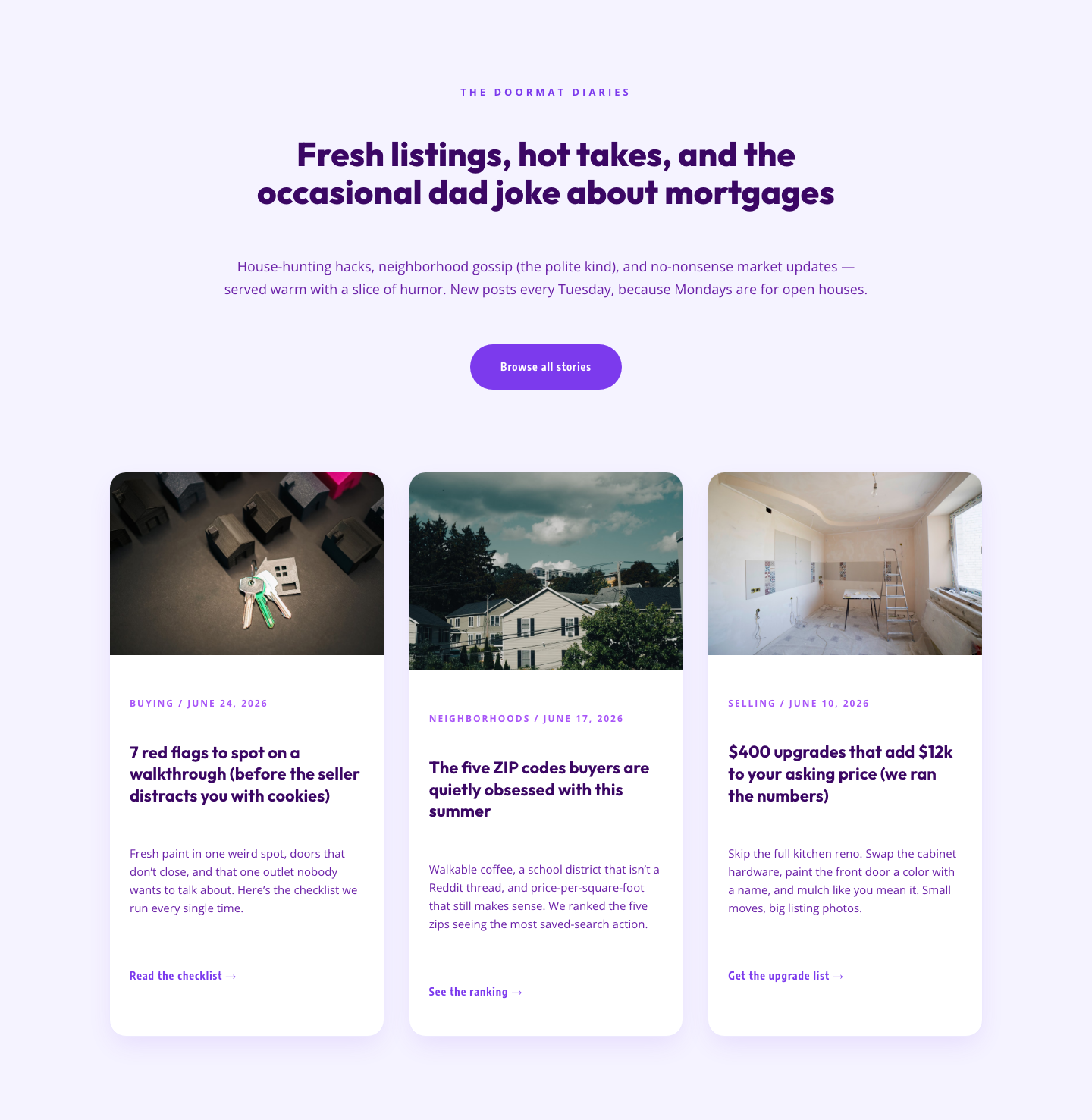Playful Real Estate Blog Layout for Divi 5 | Divi5Lab — desktop preview