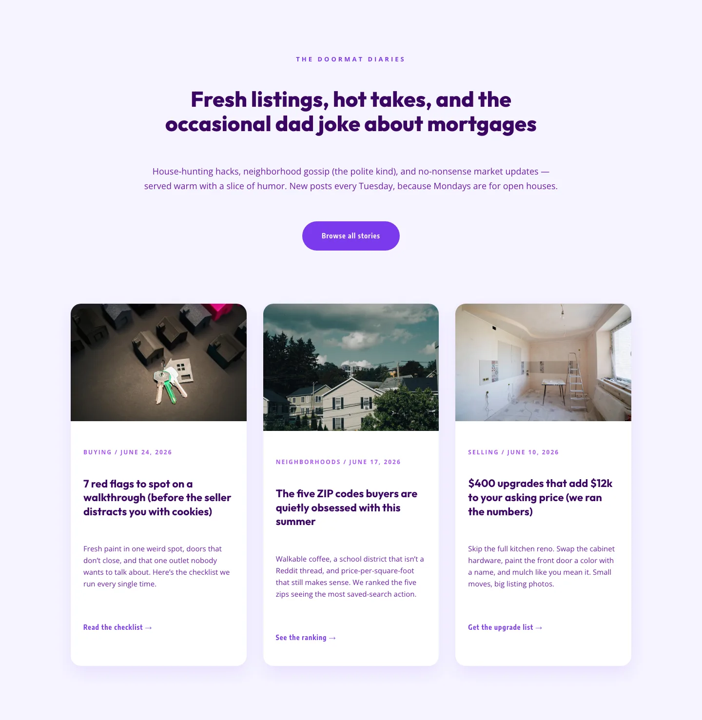 Playful Real Estate Blog Layout for Divi 5 | Divi5Lab — Real Estate Blog layout built with Divi 5