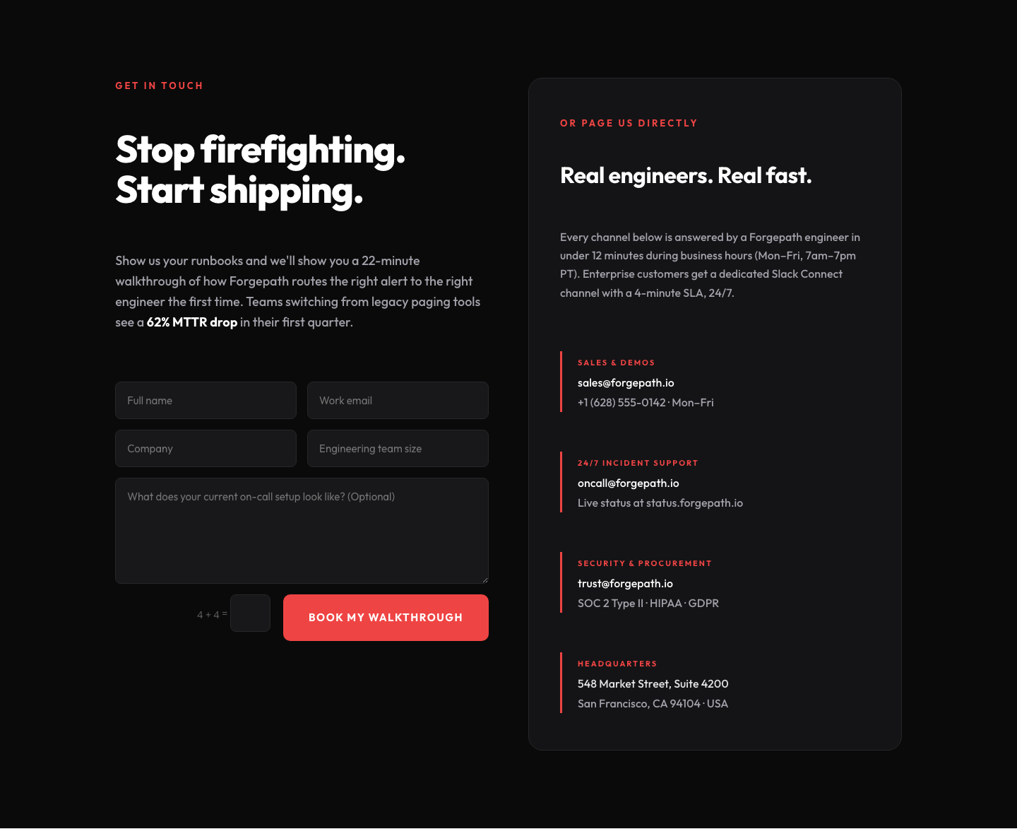 Bold SaaS Contact Layout for Divi 5 — Forgepath Demo Request — desktop preview