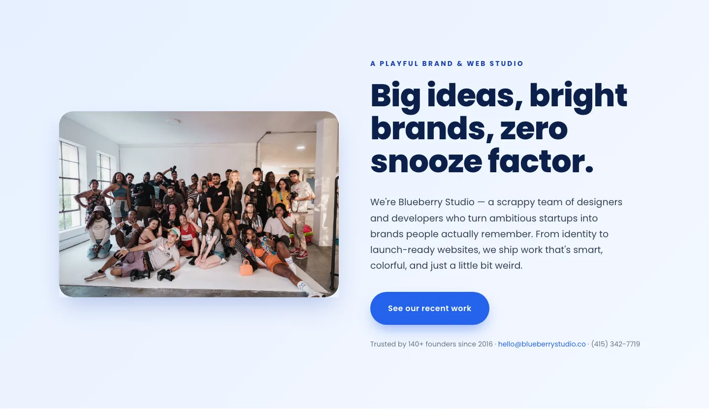 Playful Agency Hero Section — Bright Image-Left Divi 5 Layout — Agency Hero layout built with Divi 5