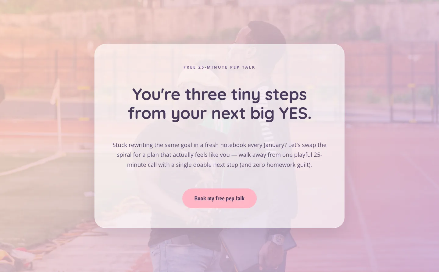 Playful Coaching CTA — Free Pep Talk Booking Block — Coaching CTA layout built with Divi 5