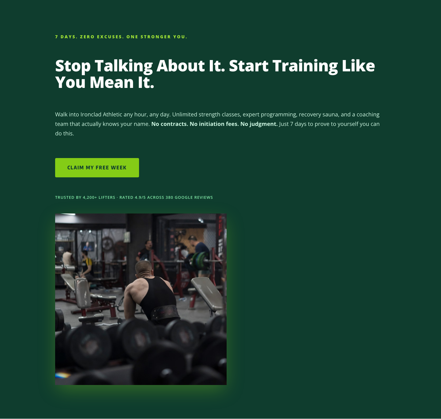 Bold Fitness CTA — Free Week Trial Divi 5 Layout — desktop preview