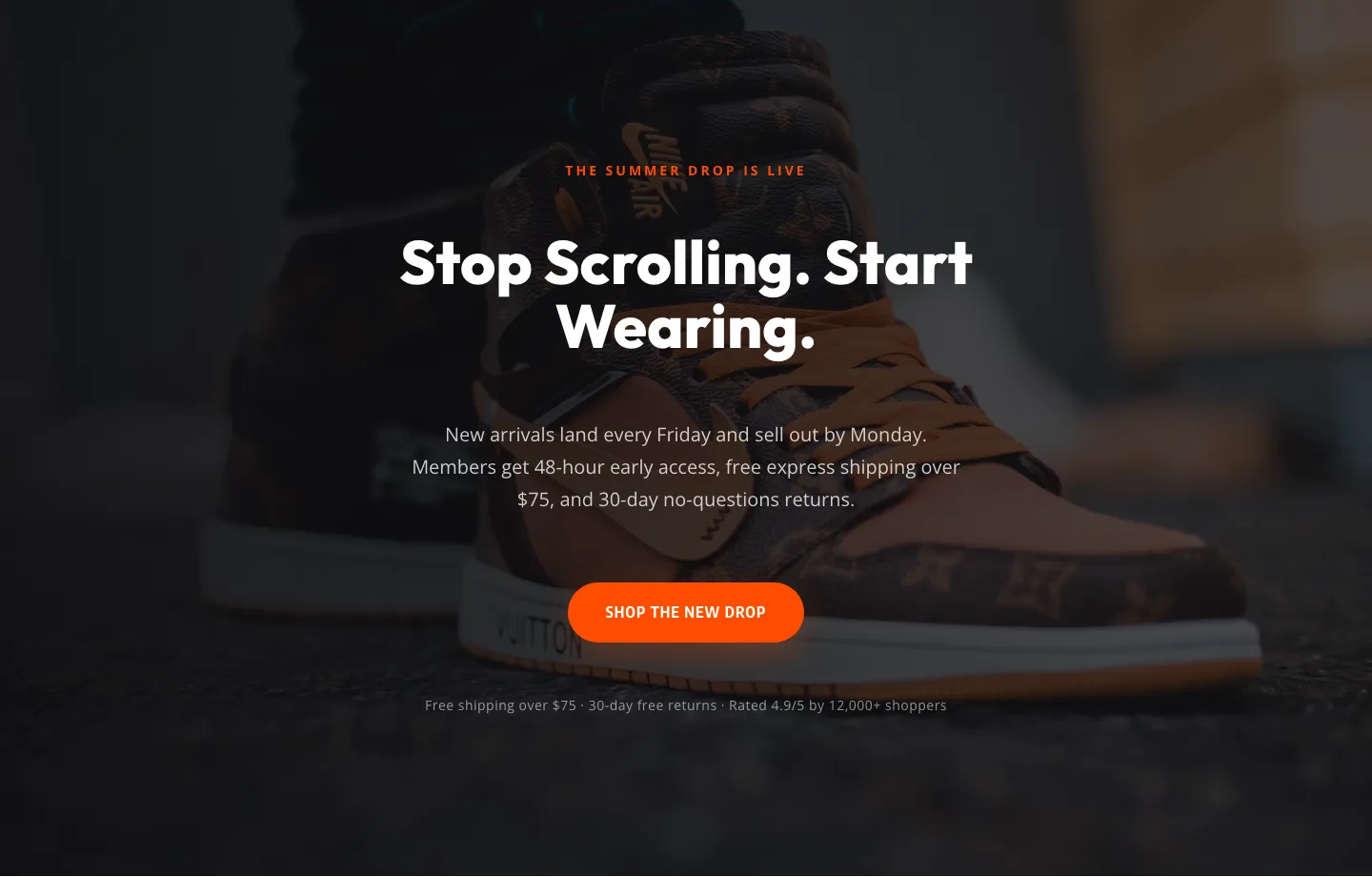 Bold Ecommerce CTA Section — 'The Drop Is Live' Divi 5 Layout — E-commerce CTA layout built with Divi 5