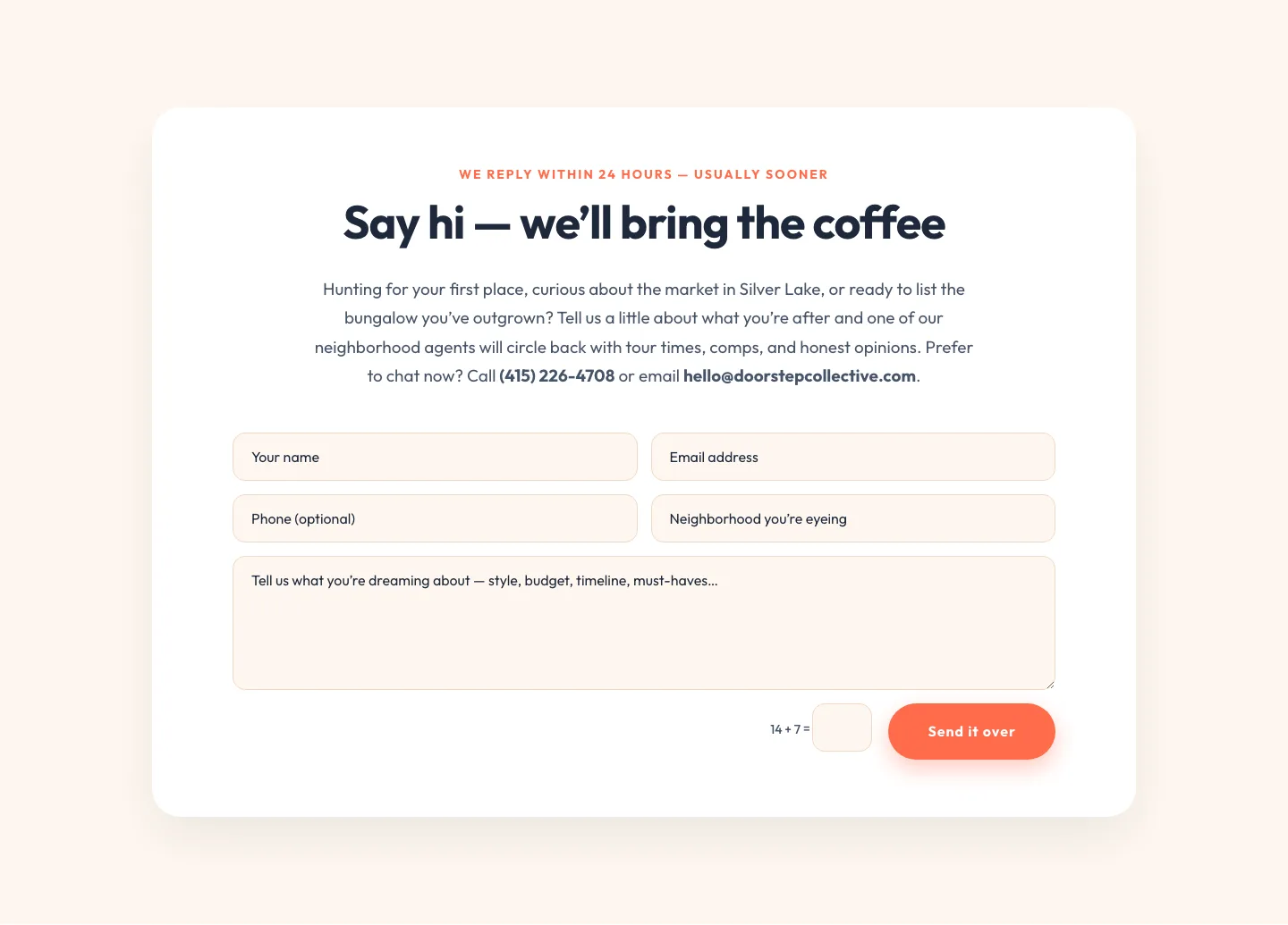 Playful Real Estate Contact Form Divi 5 Layout — Real Estate Contact layout built with Divi 5