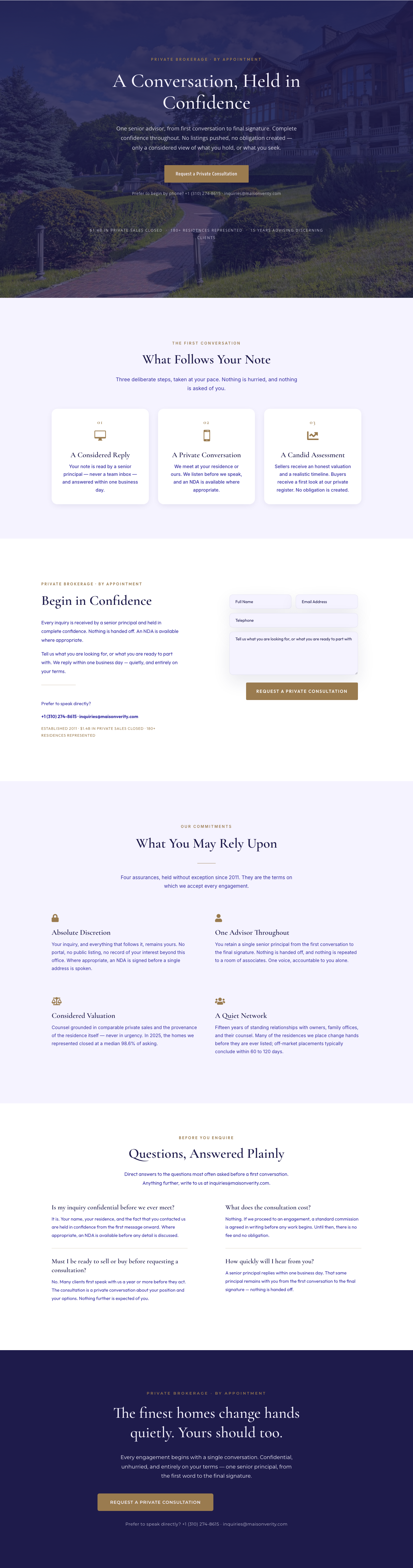 Maison Verity — Elegant Real Estate Private Consultation Page for Divi 5 — desktop preview