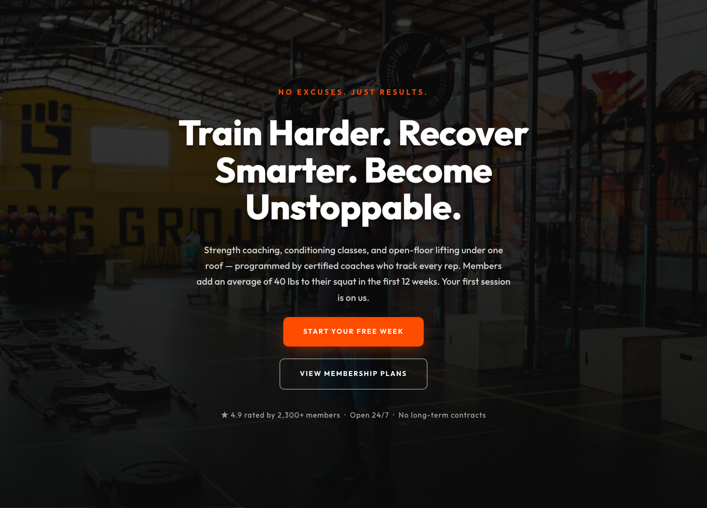Bold Fitness Hero Section — Divi 5 Layout | Divi5Lab — desktop preview