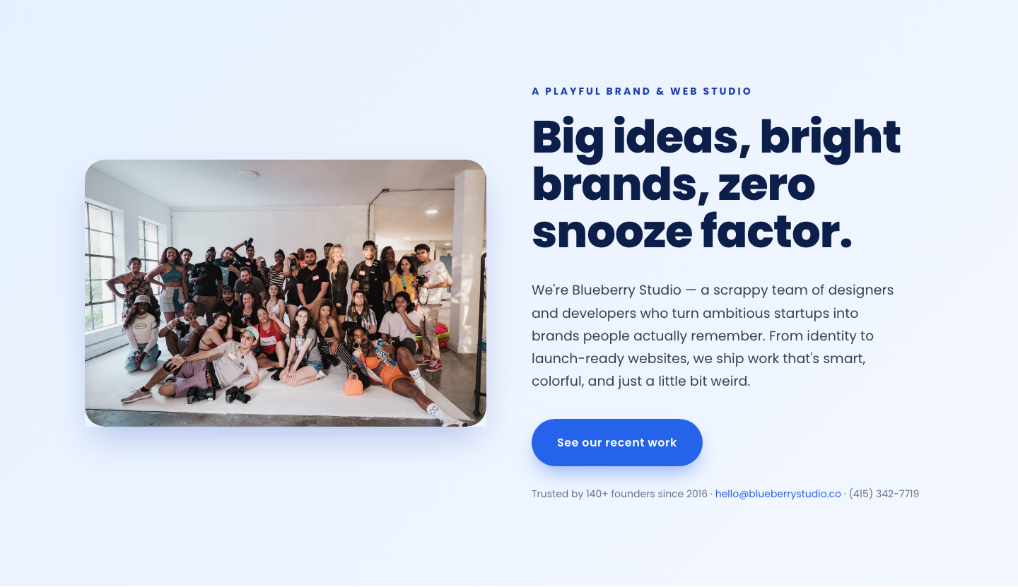 Playful Agency Hero Section — Bright Image-Left Divi 5 Layout — desktop preview