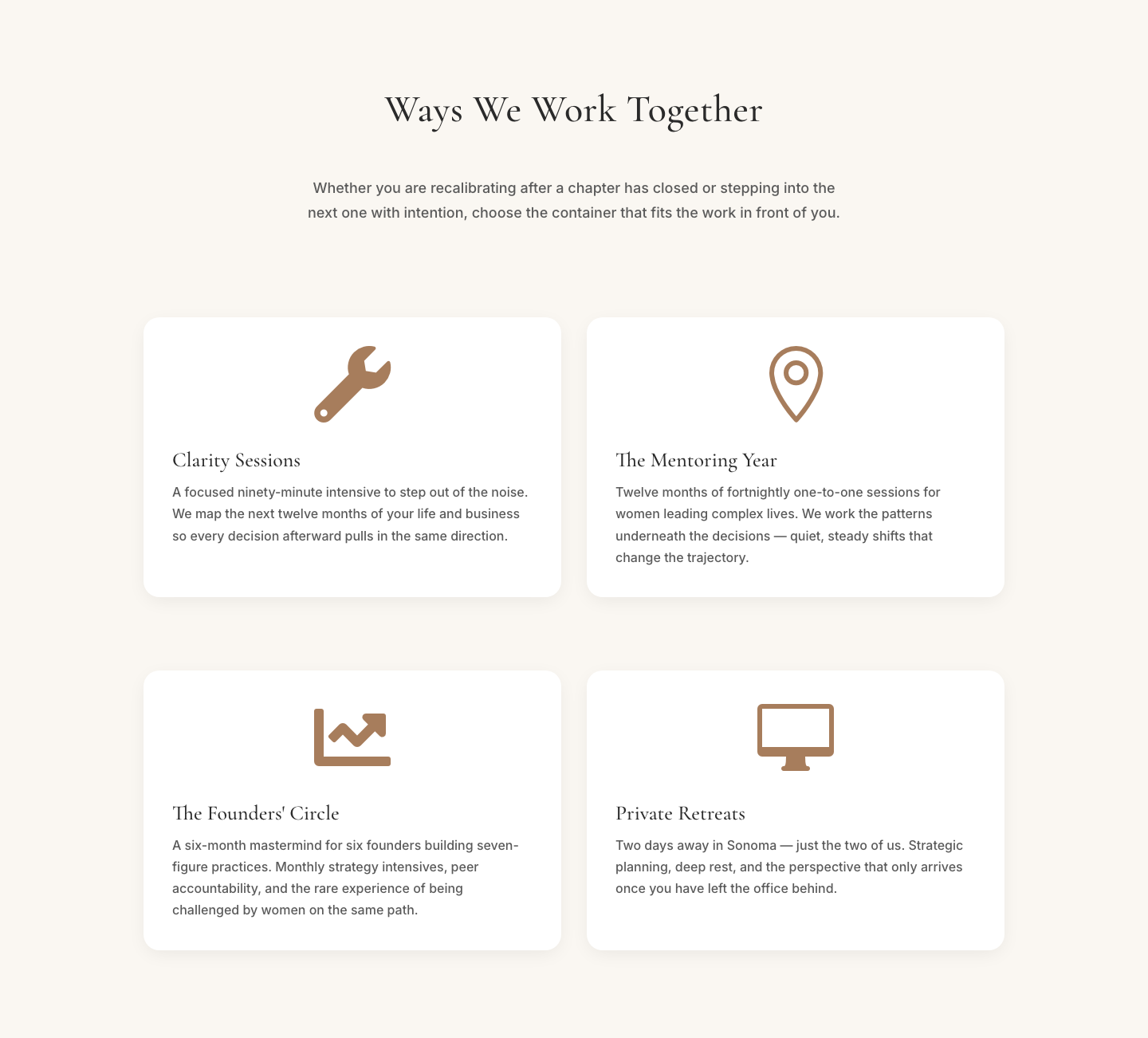 Elegant Coaching Programs Cards Section for Divi 5 — desktop preview