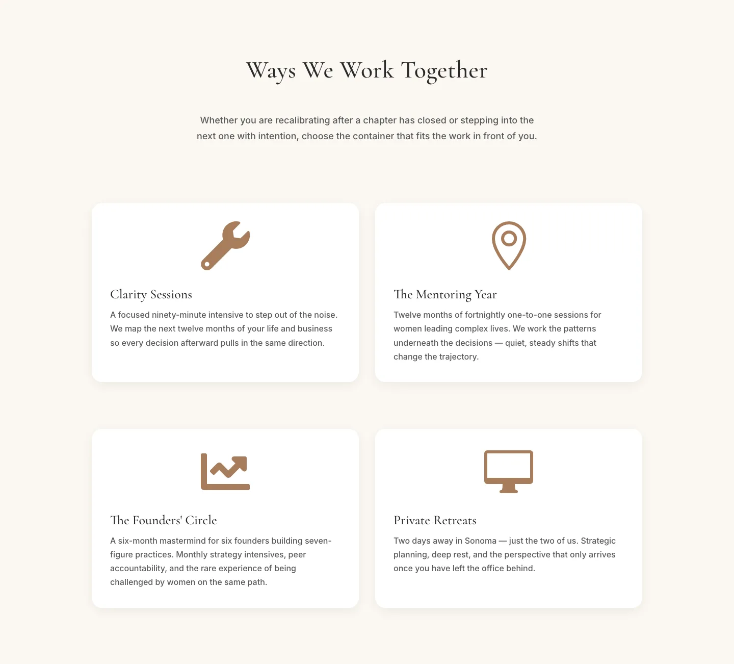 Elegant Coaching Programs Cards Section for Divi 5 — Coaching Cards layout built with Divi 5
