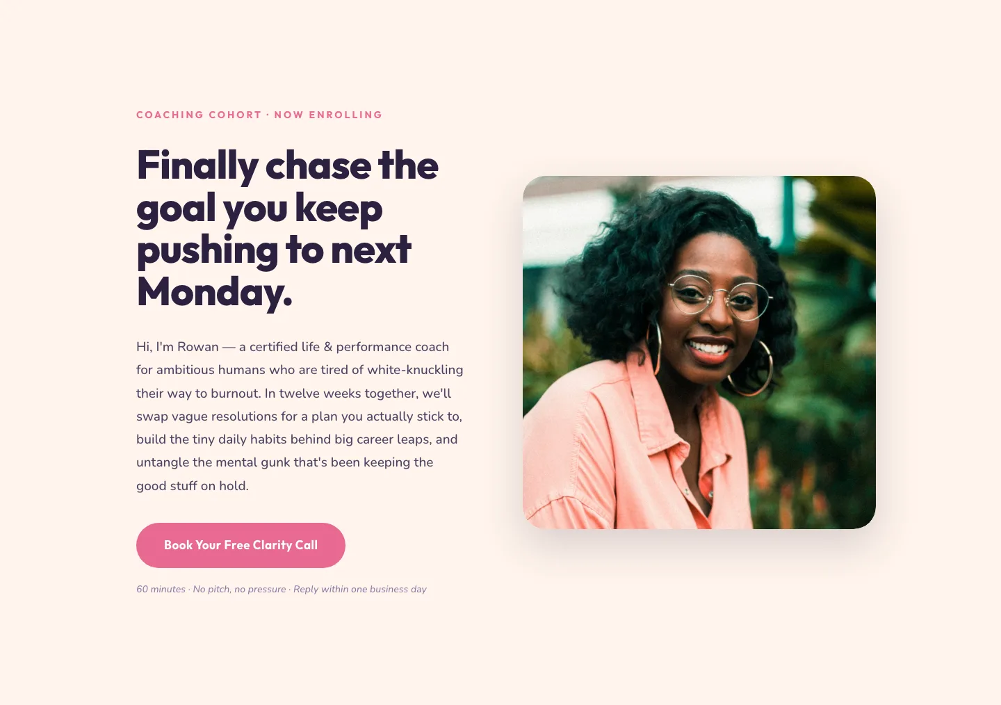 Playful Coaching Hero Section for Divi 5 — Image Right Layout — Coaching Hero layout built with Divi 5