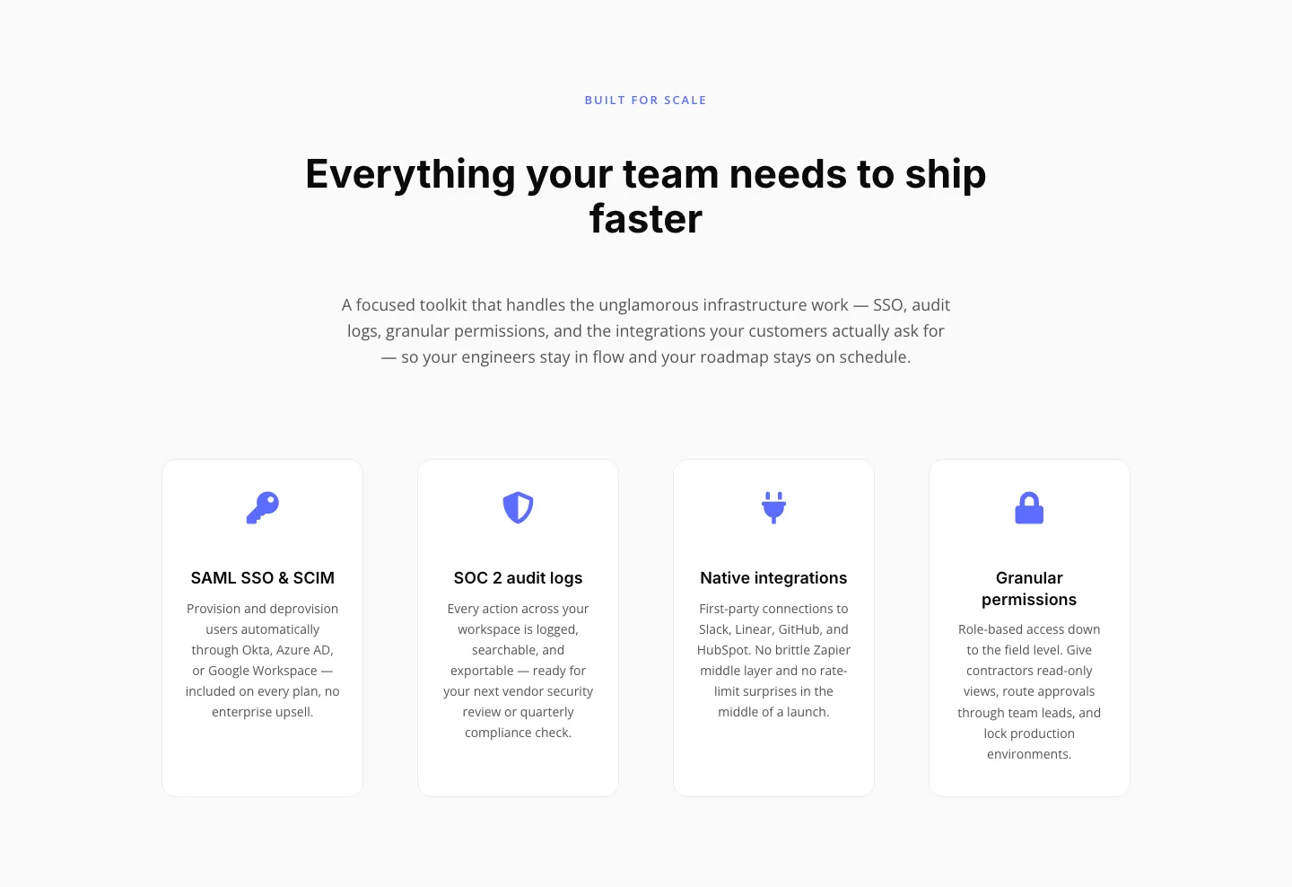 Minimal SaaS Features Section — 4-Column Icon Grid for Divi 5 — SaaS Features layout built with Divi 5