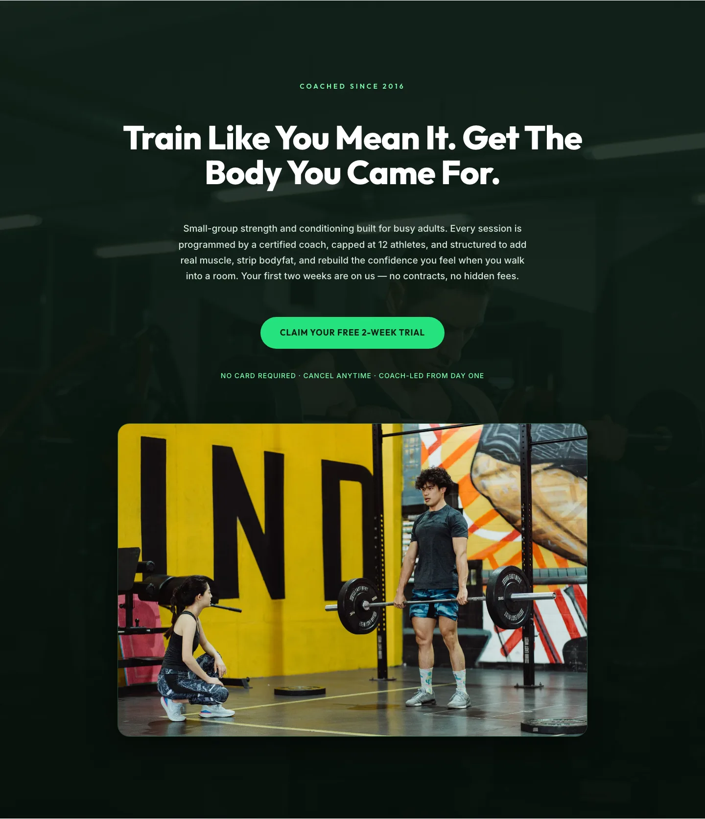 Bold Fitness Hero Section for Divi 5 — Free Trial CTA — Fitness Hero layout built with Divi 5