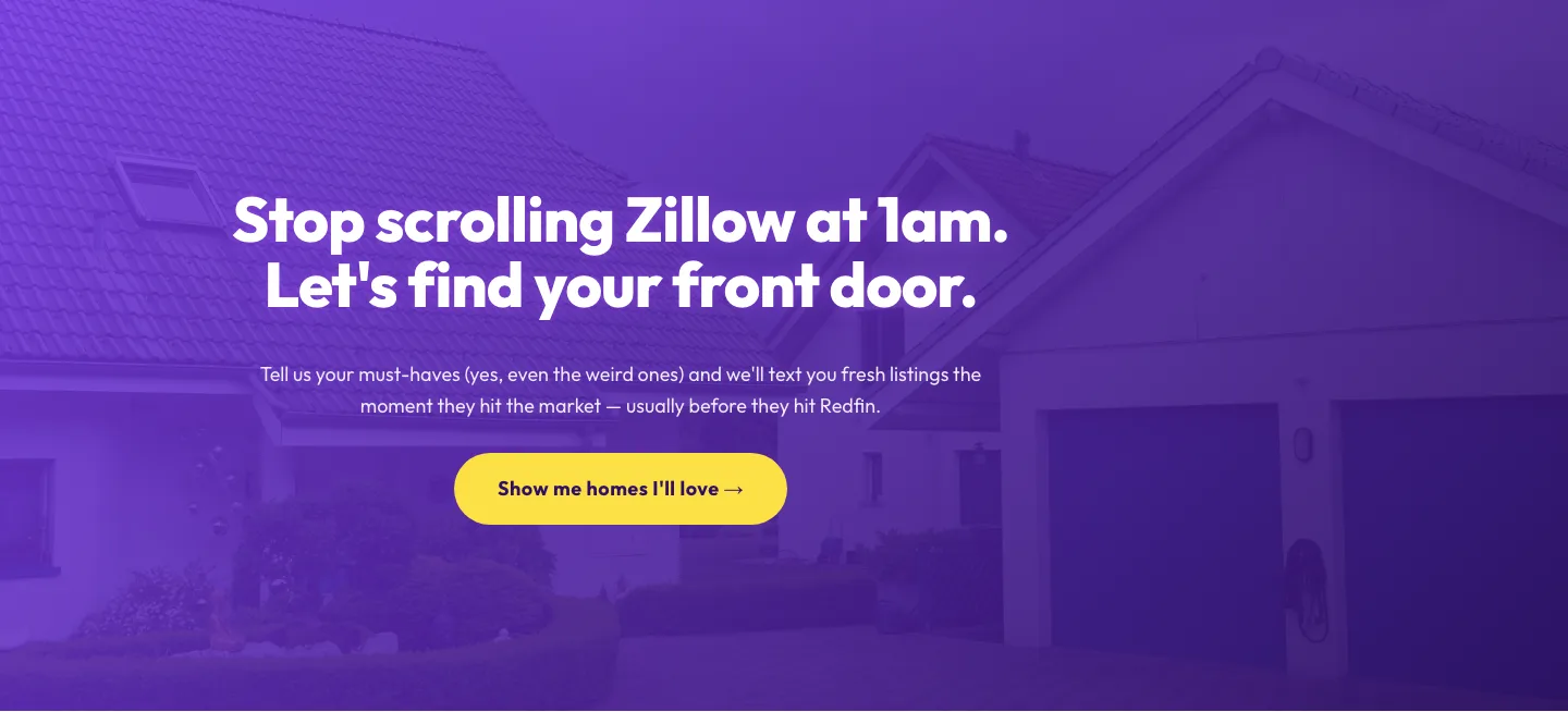 Playful Real Estate CTA — Purple Gradient Listing Alert Signup — Real Estate CTA layout built with Divi 5