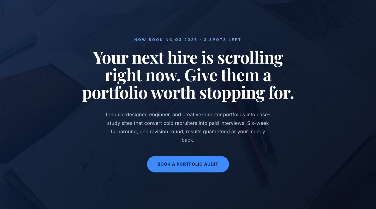 CTA — Portfolio Bold Blue — desktop preview