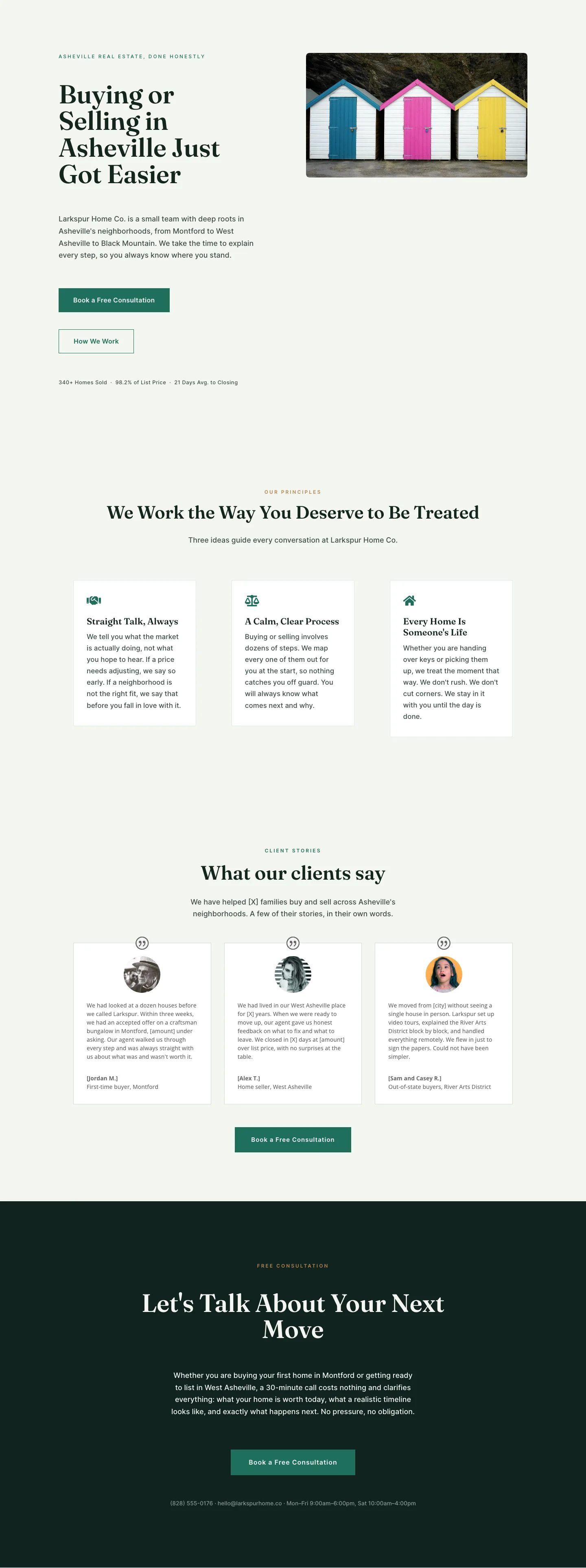 Larkspur Home Co. — Minimal Real_estate About Page for Divi 5, Real Estate Full Landing layout built with Divi 5