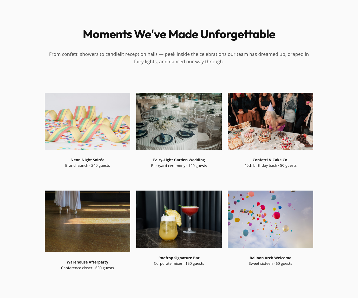 Playful Events Gallery Layout for Divi 5 — Free Download — desktop preview