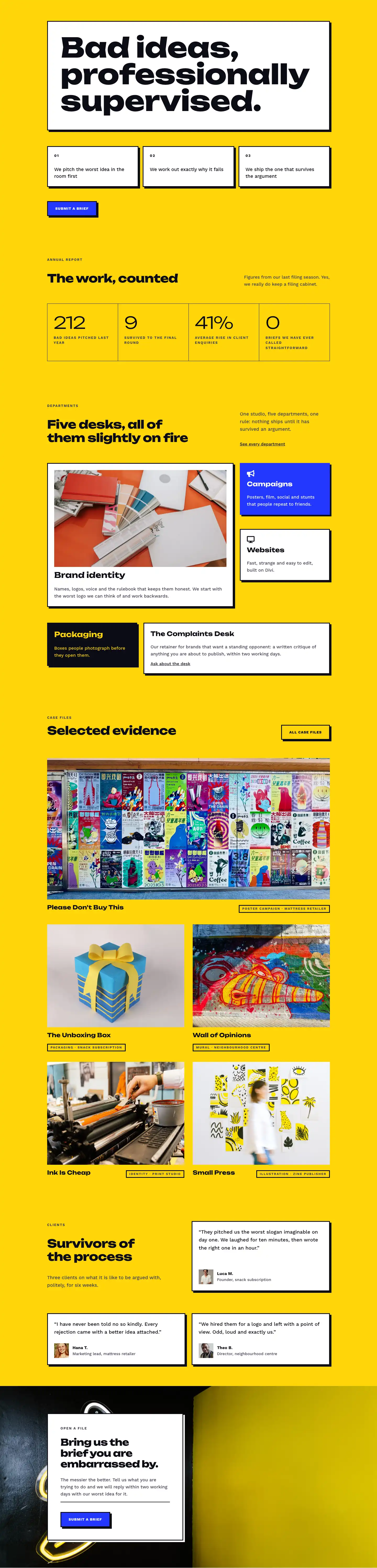 Bureau of Bad Ideas: Creative Agency Theme (6 Pages)