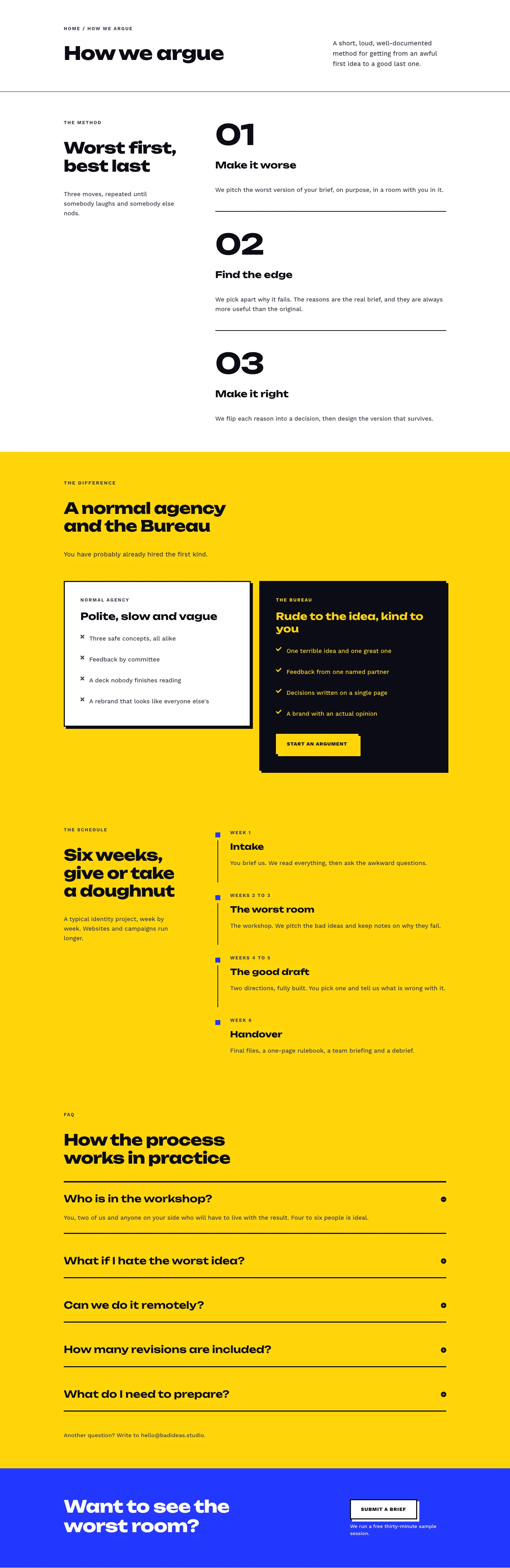 Bureau of Bad Ideas — Bold Creative_agency Process Page for Divi 5, Creative Agency Full Landing layout built with Divi 5