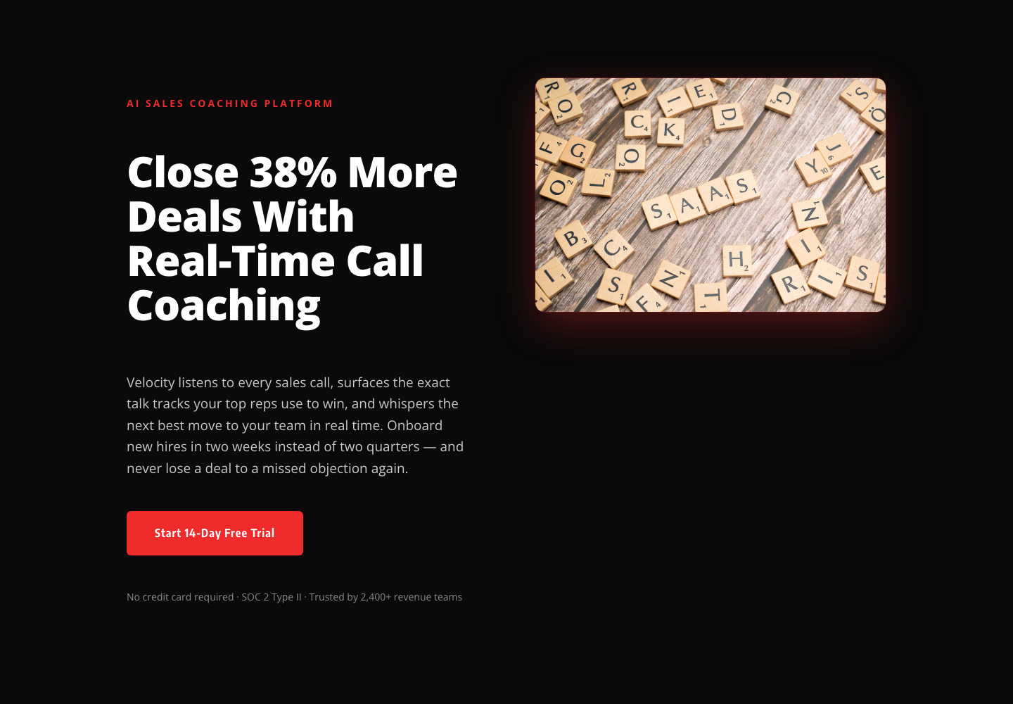 Bold SaaS Hero Layout — AI Sales Coaching Platform for Divi 5 — desktop preview